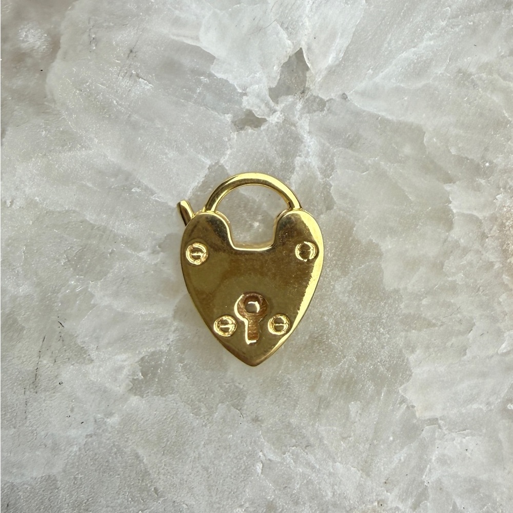 Vintage heart padlock charm-Sterling Silver and gold filled